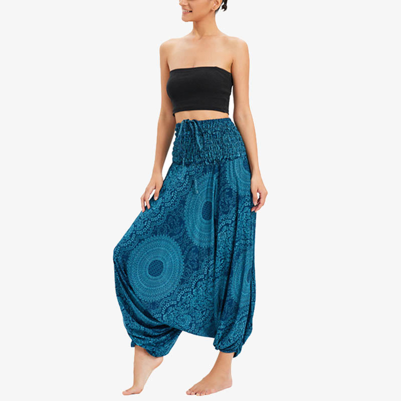 Buddha Stones Dwa Stylowe Nosić Okrągłe Geometryczne Luźne Swobodne Spodnie Harem Kombinezon Damskie Spodnie Do Jogi - image 3