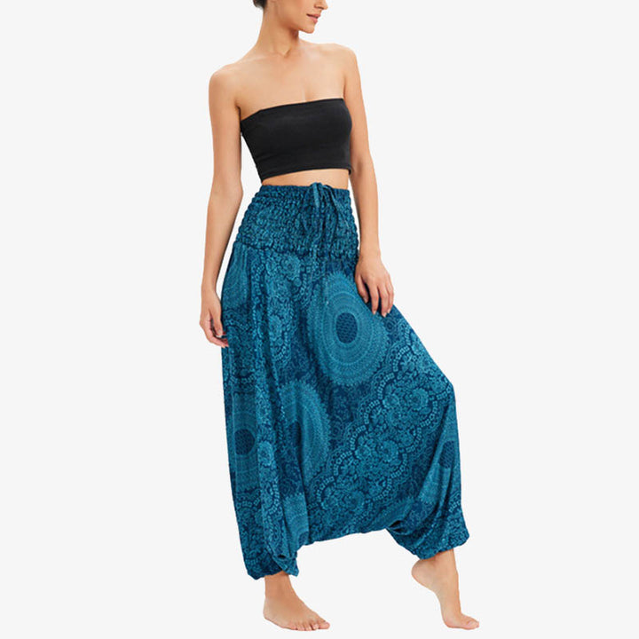 Buddha Stones Dwa Stylowe Nosić Okrągłe Geometryczne Luźne Swobodne Spodnie Harem Kombinezon Damskie Spodnie Do Jogi - image 2