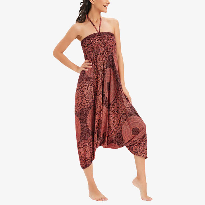 Buddha Stones Dwa Stylowe Nosić Okrągłe Geometryczne Luźne Swobodne Spodnie Harem Kombinezon Damskie Spodnie Do Jogi - image 13