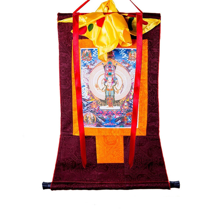 Buddha Stones Tybetańskie Tysiącręki Awalokiteśwara Oprawione Thangka Błogosławieństwo Dekoracja - 2m - image 0