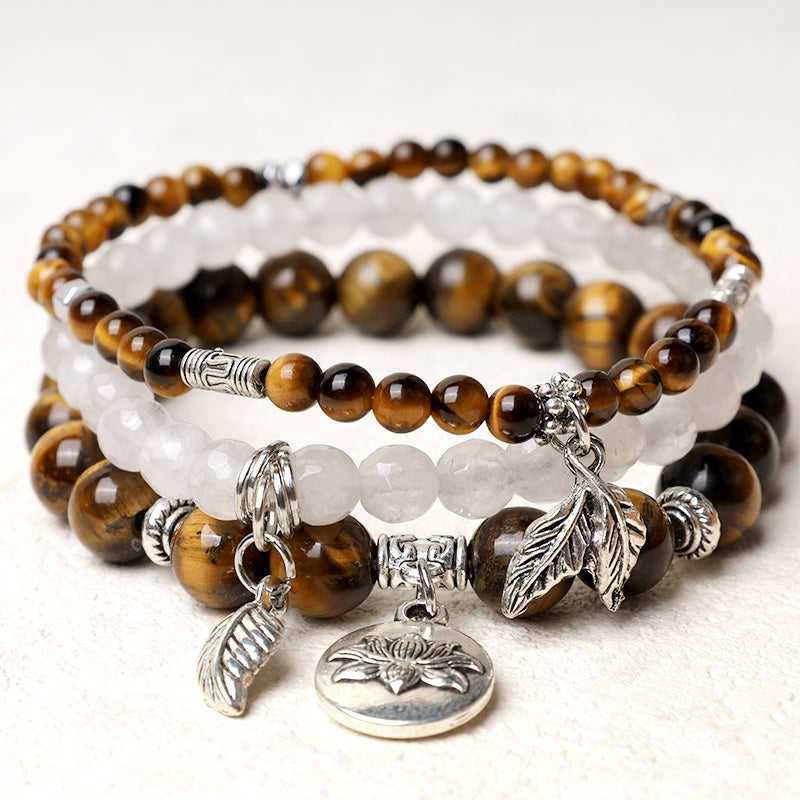 Buddha Stones 3PCS Naturalny Kryształ Kwarcowy Koraliki Uzdrawiająca Energia Bransoletka Lotosu - image 27