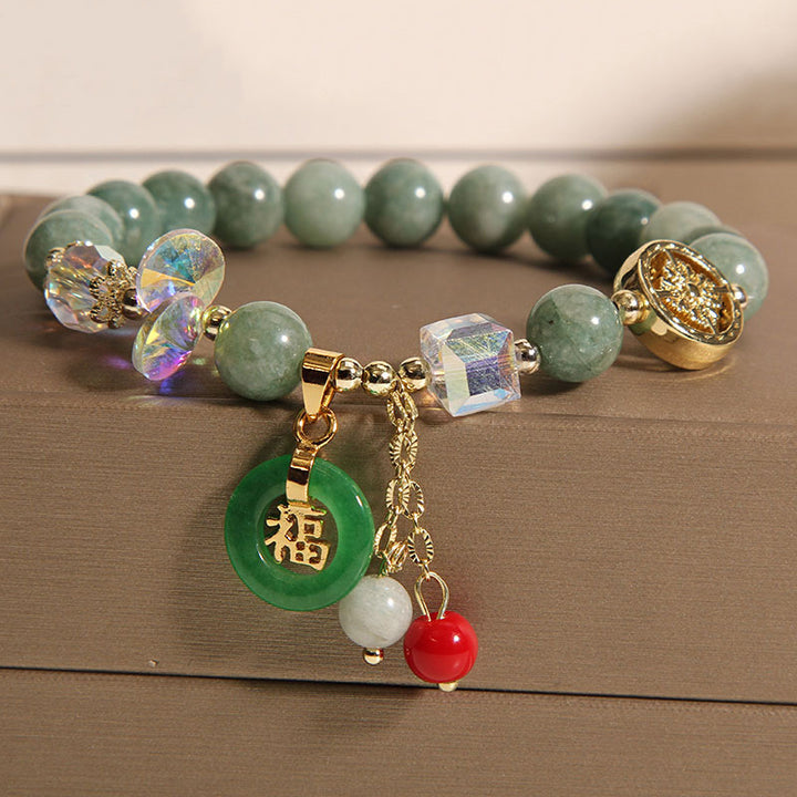 Buddha Stones Truskawkowe Kwarc Jade Fu Charakter Uzdrawiająca Bransoletka