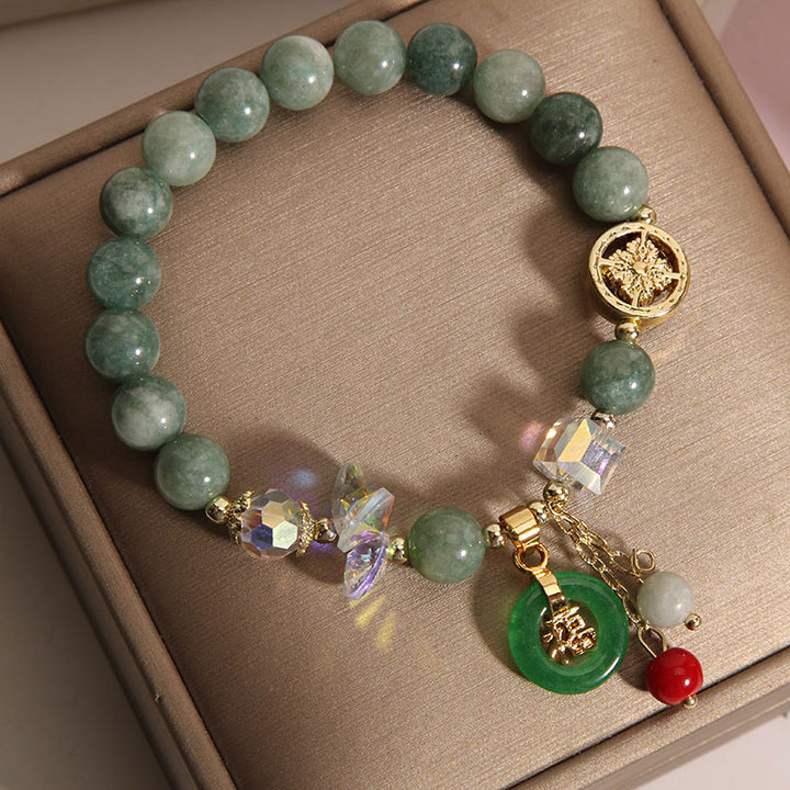 Buddha Stones Truskawkowe Kwarc Jade Fu Charakter Uzdrawiająca Bransoletka