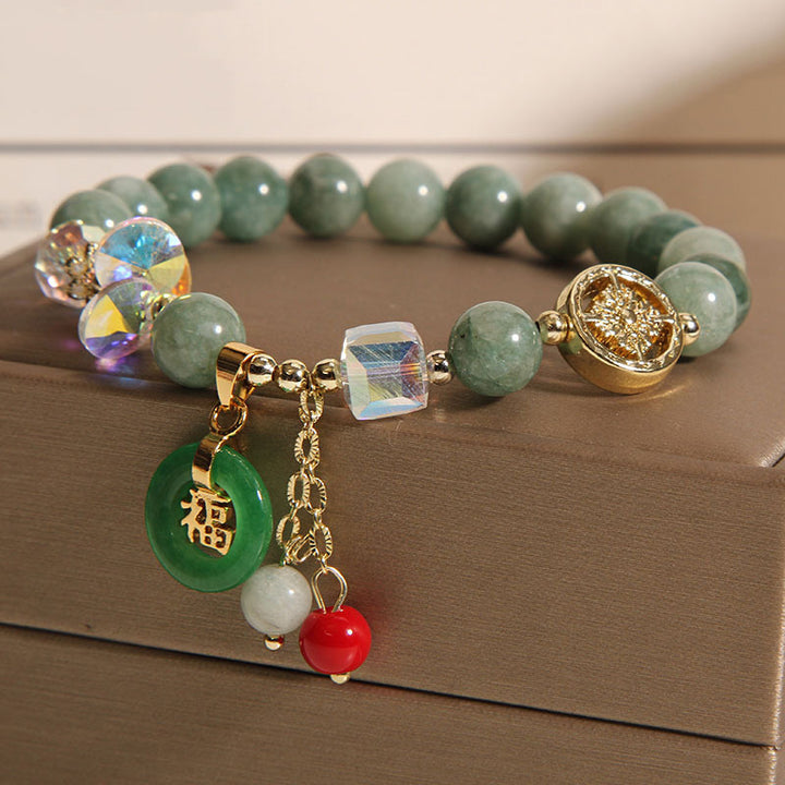 Buddha Stones Truskawkowe Kwarc Jade Fu Charakter Uzdrawiająca Bransoletka