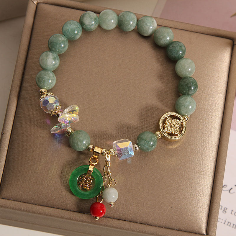Buddha Stones Truskawkowe Kwarc Jade Fu Charakter Uzdrawiająca Bransoletka
