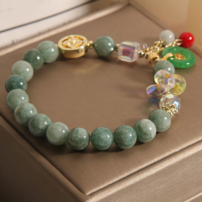 Buddha Stones Truskawkowe Kwarc Jade Fu Charakter Uzdrawiająca Bransoletka
