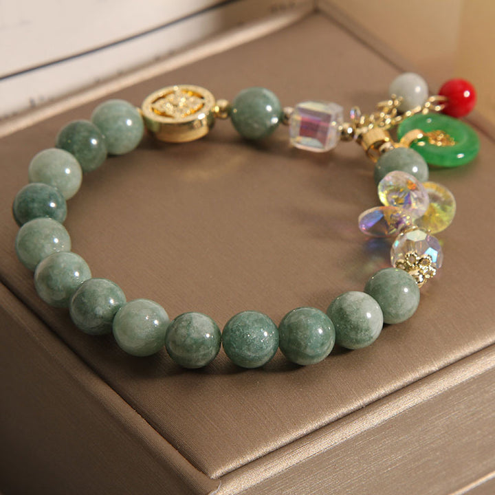 Buddha Stones Truskawkowe Kwarc Jade Fu Charakter Uzdrawiająca Bransoletka