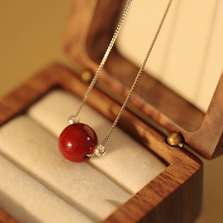 Buddha Stones 925 Srebro Sterling Koralik Cynobru Spokój Błogosławieństwo Naszyjnik Wisiorek - 8mm Jeden koralik cynobrowy - image 4