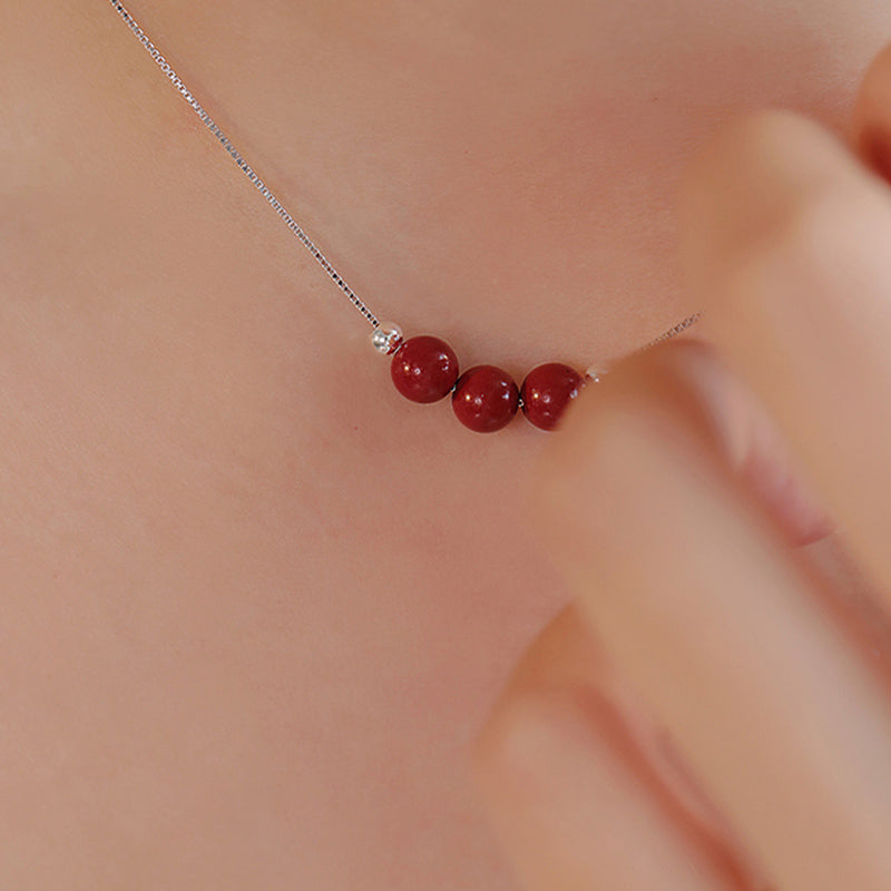 Buddha Stones 925 Srebro Sterling Koralik Cynobru Spokój Błogosławieństwo Naszyjnik Wisiorek - image 2