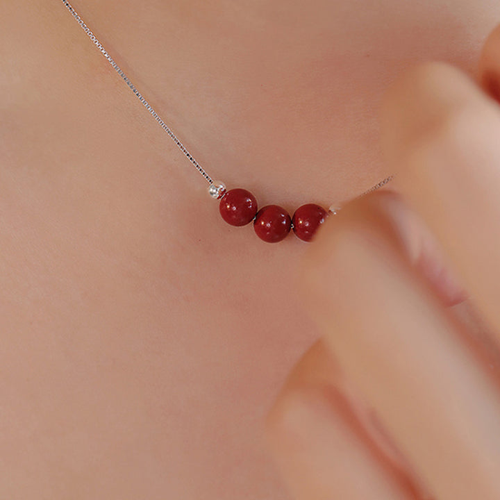 Buddha Stones 925 Srebro Sterling Koralik Cynobru Spokój Błogosławieństwo Naszyjnik Wisiorek - image 2