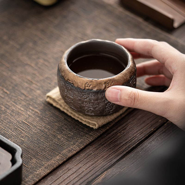 Buddha Stones Sutra Serca Grawerowana Ceramiczna Filiżanka Do Herbaty Kung Fu 130ml
