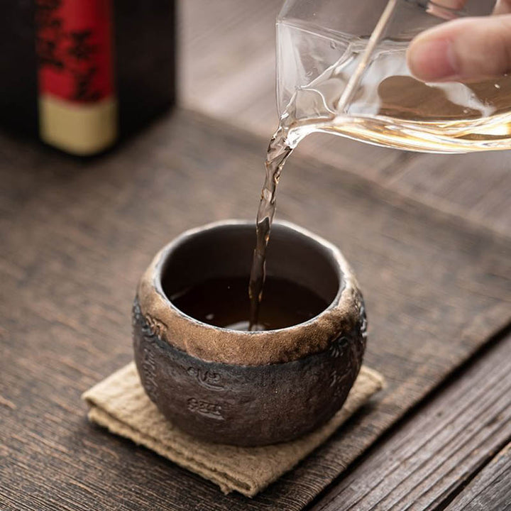 Buddha Stones Sutra Serca Grawerowana Ceramiczna Filiżanka Do Herbaty Kung Fu 130ml