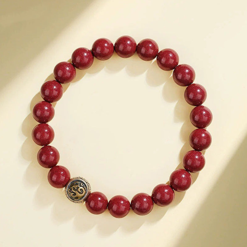 Bransoletka z Buddha Stones 925 ze srebra próby 925 z naturalnym cynobrem i czterema zwierzętami - 8 mm - Ptak szkarłatny (obwód nadgarstka 14-16 cm) - image 8