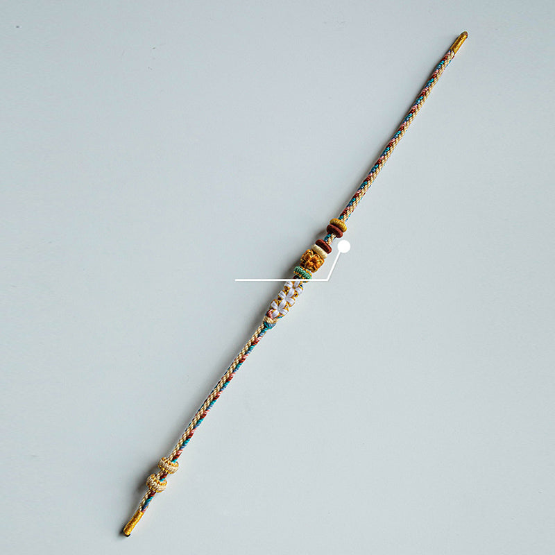 Buddha Stones ręcznie robione Dunhuang Kolor Brzoskwiniowy Wzór Bransoletka z Warkoczem