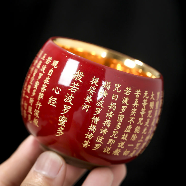 Buddha Stones Sutra Serca Wielkie Współczucie Mantra Grawerowana Ceramiczna Filiżanka Kung Fu Filiżanka Do Herbaty