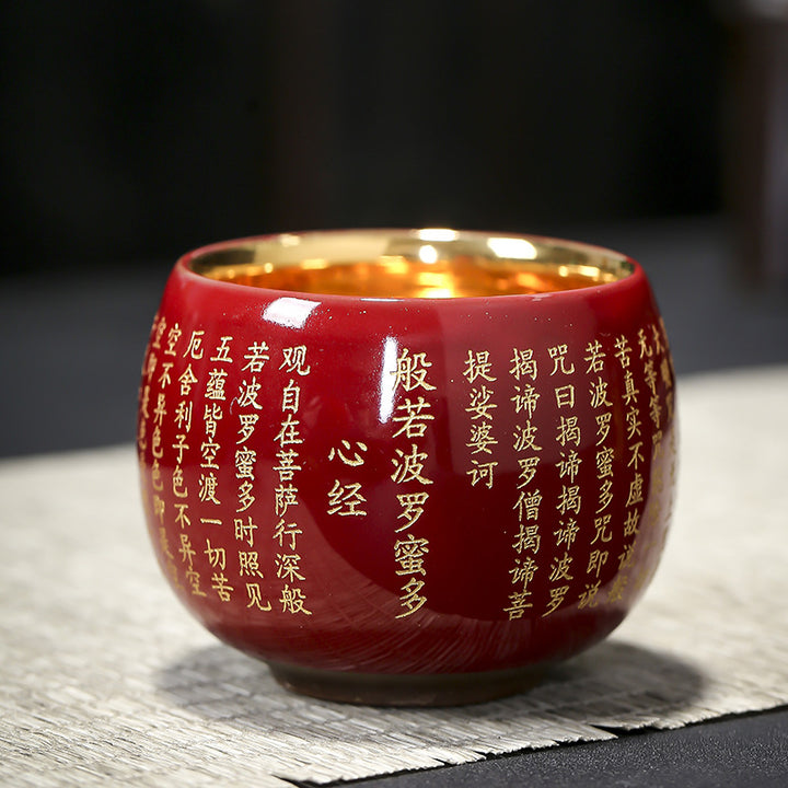 Buddha Stones Sutra Serca Wielkie Współczucie Mantra Grawerowana Ceramiczna Filiżanka Kung Fu Filiżanka Do Herbaty