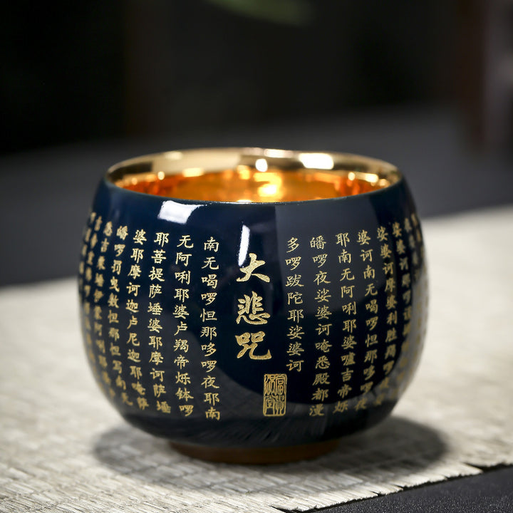 Buddha Stones Sutra Serca Wielkie Współczucie Mantra Grawerowana Ceramiczna Filiżanka Kung Fu Filiżanka Do Herbaty