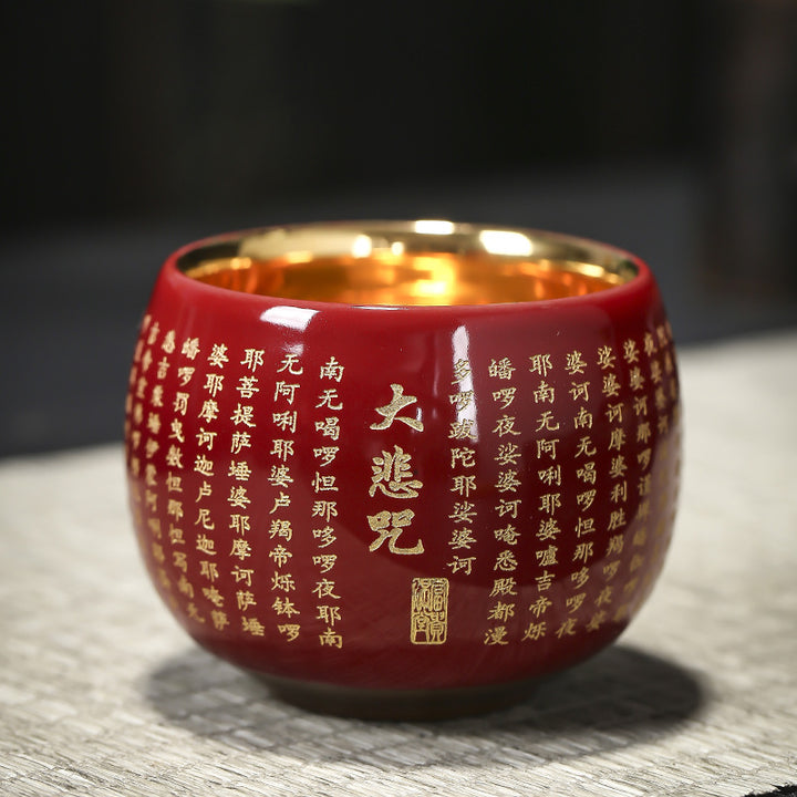 Buddha Stones Sutra Serca Wielkie Współczucie Mantra Grawerowana Ceramiczna Filiżanka Kung Fu Filiżanka Do Herbaty