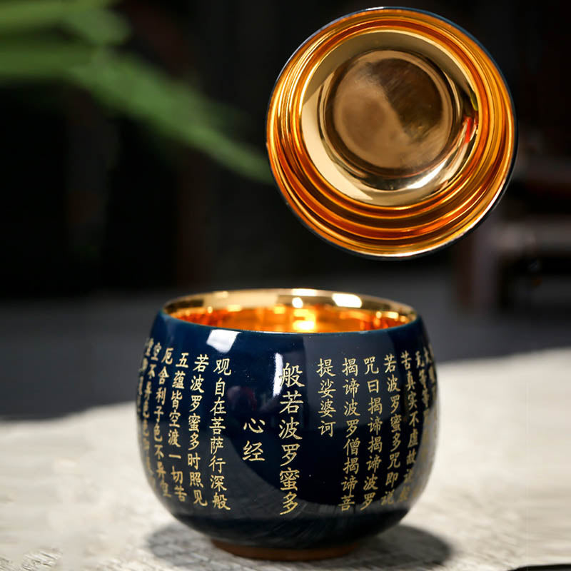 Buddha Stones Sutra Serca Wielkie Współczucie Mantra Grawerowana Ceramiczna Filiżanka Kung Fu Filiżanka Do Herbaty