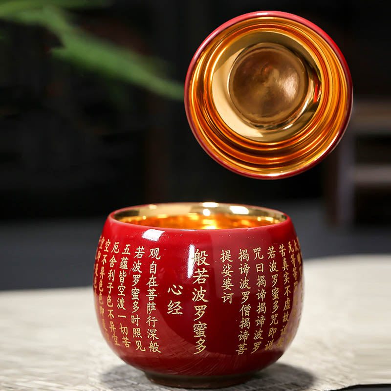 Buddha Stones Sutra Serca Wielkie Współczucie Mantra Grawerowana Ceramiczna Filiżanka Kung Fu Filiżanka Do Herbaty