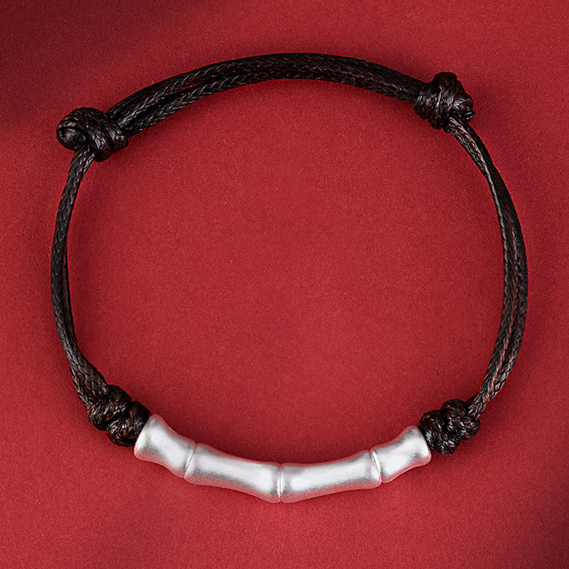 Buddha Stones 999 Srebro Sterling Wzór Kości Szczęścia Bransoletka Pleciona Lina