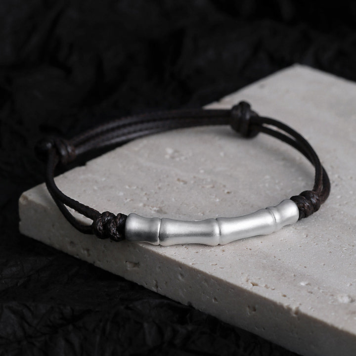 Buddha Stones 999 Srebro Sterling Wzór Kości Szczęścia Bransoletka Pleciona Lina