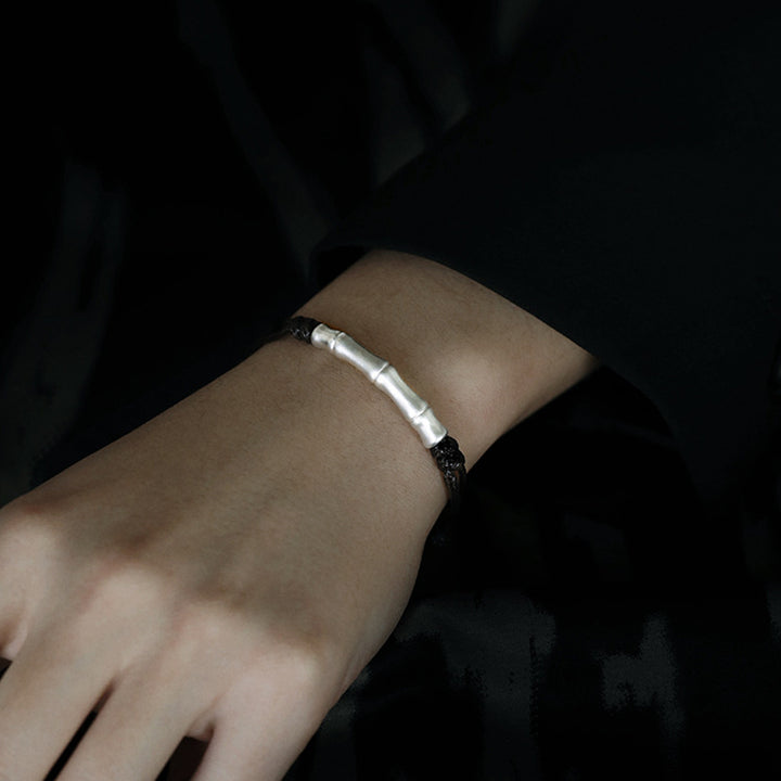 Buddha Stones 999 Srebro Sterling Wzór Kości Szczęścia Bransoletka Pleciona Lina - image 9