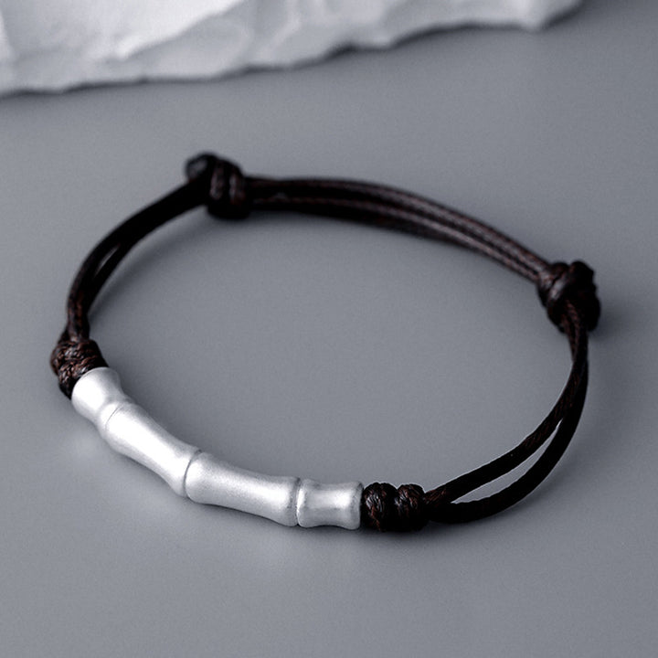 Buddha Stones 999 Srebro Sterling Wzór Kości Szczęścia Bransoletka Pleciona Lina