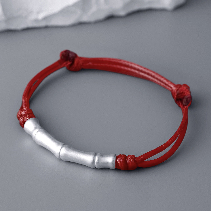 Buddha Stones 999 Srebro Sterling Wzór Kości Szczęścia Bransoletka Pleciona Lina