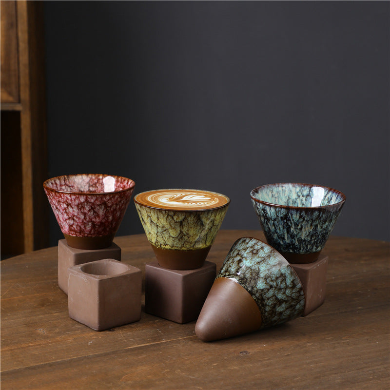 Buddha Stones Retro Kiln Change Ceramiczny Kubek Do Kawy Herbata Latte Espresso Filiżanka Do Kawy Z Podstawką 200 ml