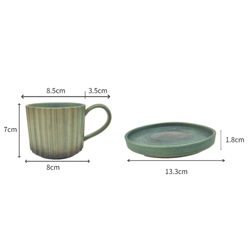 Buddha Stones Retro Paski Piec Zmiana Ceramiczny Kubek Kawy Rough Pottery Herbata Kawy Filiżanka Ze Spodkiem 250 ml