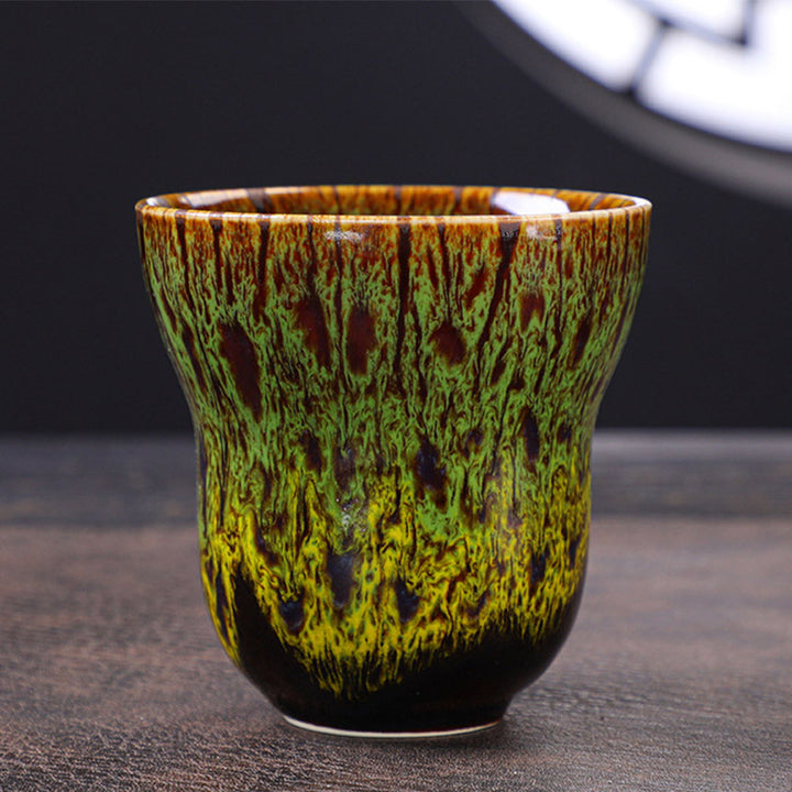 Buddha Stones Vintage Kiln Change Design Ceramiczny kubek do kawy i herbaty 150 ml - Zielony 7,5 cm*7,5 cm*150 ml - image 15