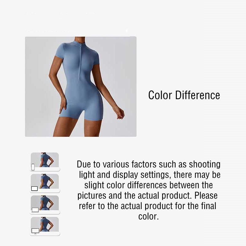 Buddha Stones Kombinezon z krótkim rękawem i zamkiem błyskawicznym o wysokiej elastyczności, sportowy, fitness, joga, damski, body - image 16