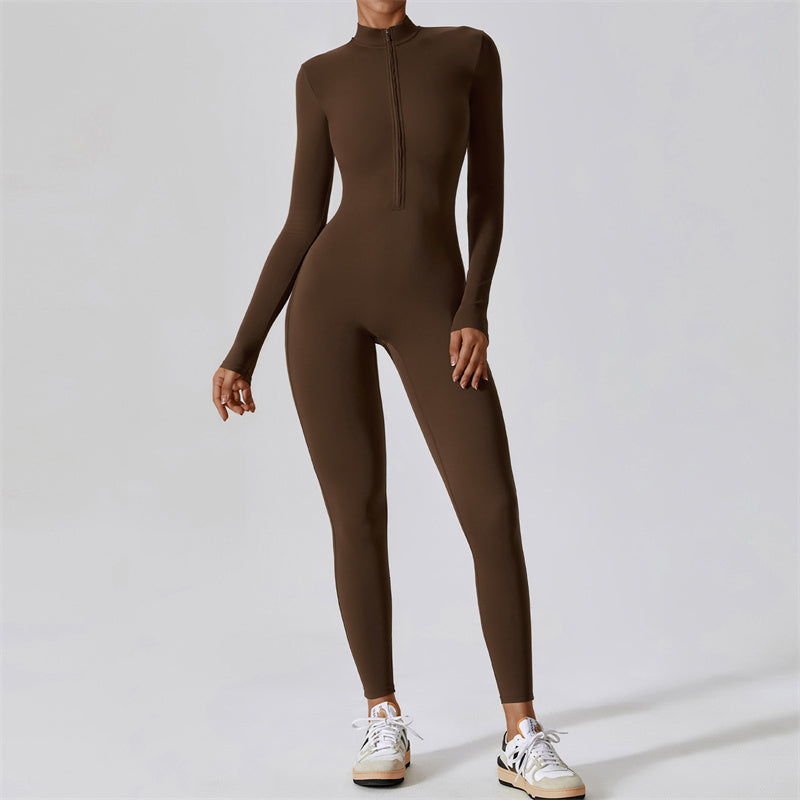 Buddha Stones Damskie Zamek Błyskawiczny Długi Rękaw Shapewear Kombinezon Sport Fitness Joga Body - image 1