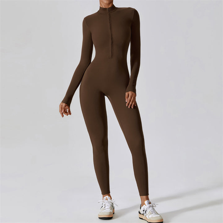 Buddha Stones Damskie Zamek Błyskawiczny Długi Rękaw Shapewear Kombinezon Sport Fitness Joga Body - image 1