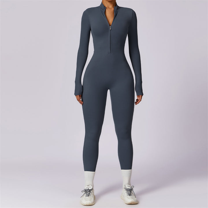 Buddha Stones Damskie Zamek Błyskawiczny Długi Rękaw Shapewear Kombinezon Sport Fitness Joga Body - Ciemnoniebieski - US8-10, UK/AU12-14, EU40-42 (XL) - image 38