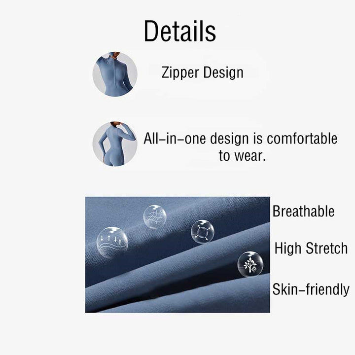 Buddha Stones Damskie Zamek Błyskawiczny Długi Rękaw Shapewear Kombinezon Sport Fitness Joga Body - image 27