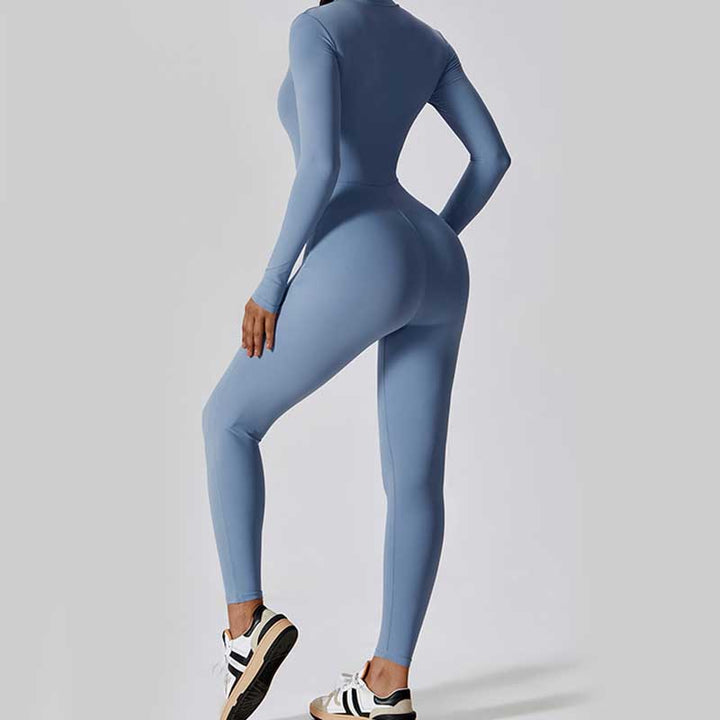Buddha Stones Damskie Zamek Błyskawiczny Długi Rękaw Shapewear Kombinezon Sport Fitness Joga Body - image 21