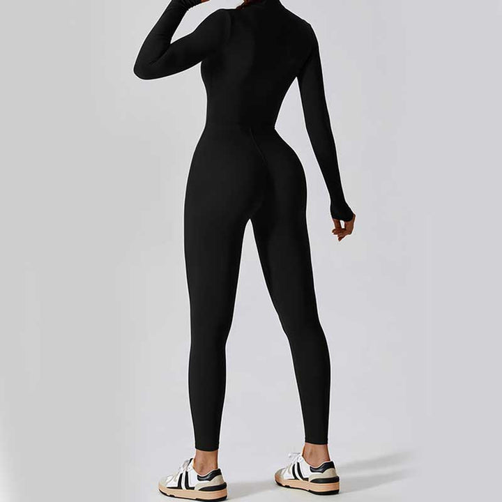 Buddha Stones Damskie Zamek Błyskawiczny Długi Rękaw Shapewear Kombinezon Sport Fitness Joga Body - image 16