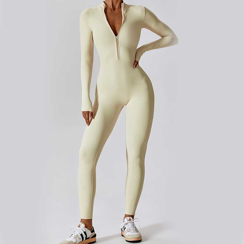 Buddha Stones Damskie Zamek Błyskawiczny Długi Rękaw Shapewear Kombinezon Sport Fitness Joga Body - image 30