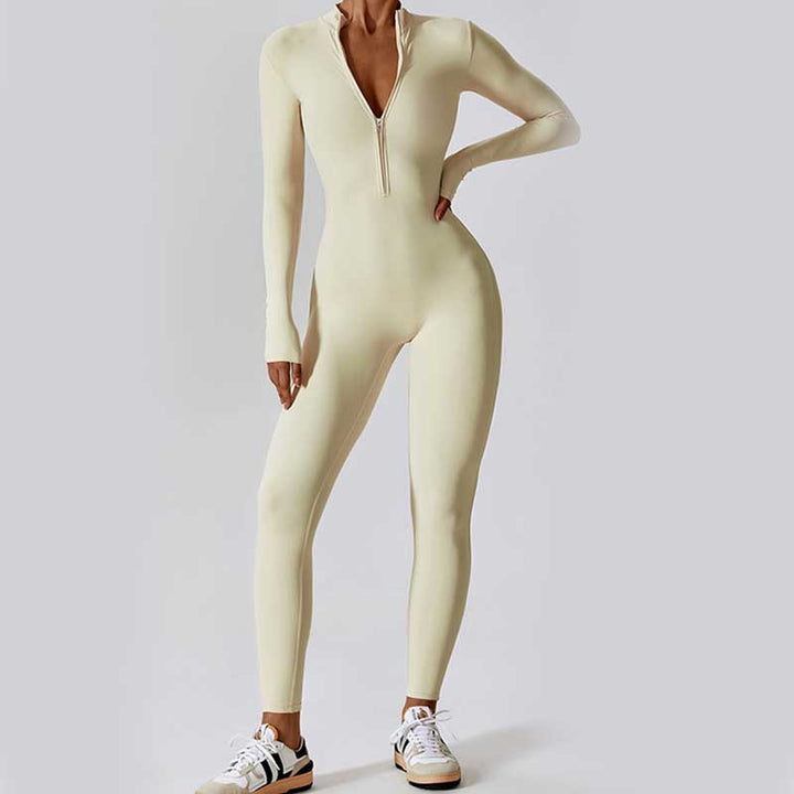 Buddha Stones Damskie Zamek Błyskawiczny Długi Rękaw Shapewear Kombinezon Sport Fitness Joga Body - image 30