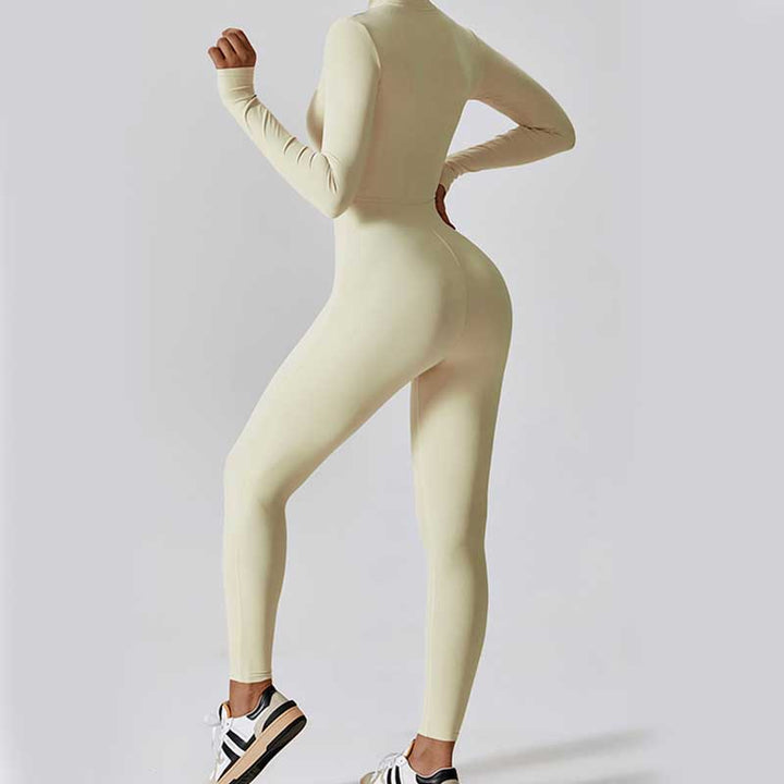 Buddha Stones Damskie Zamek Błyskawiczny Długi Rękaw Shapewear Kombinezon Sport Fitness Joga Body - image 32