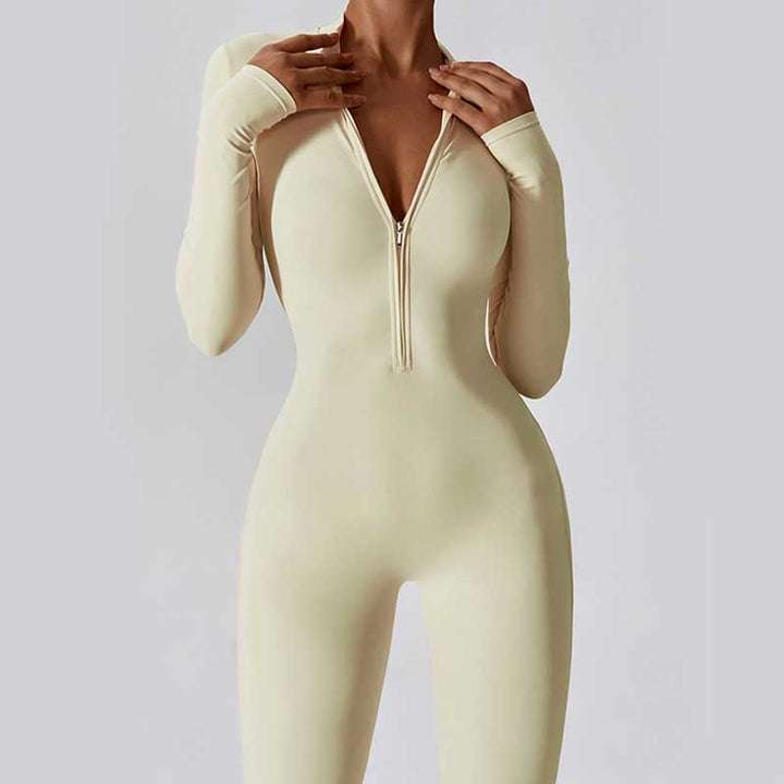 Buddha Stones Damskie Zamek Błyskawiczny Długi Rękaw Shapewear Kombinezon Sport Fitness Joga Body - image 34