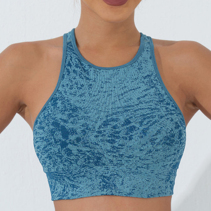 Buddha Stones Bezszwowy Fitness Crop Tank Top Wysoki Stan Legginsy Spodnie Sport Siłownia Joga Stroje - Zbiornik na plony - Niebieski - US6, UK/AU10, EU38 (L)  - image 17