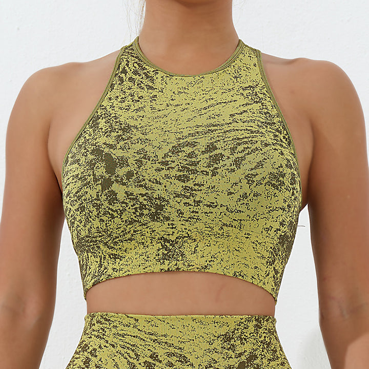 Buddha Stones Bezszwowy Fitness Crop Tank Top Wysoki Stan Legginsy Spodnie Sport Siłownia Joga Stroje - image 12