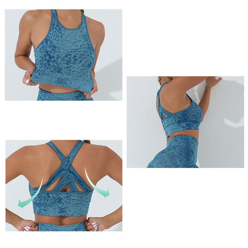 Buddha Stones Bezszwowy Fitness Crop Tank Top Wysoki Stan Legginsy Spodnie Sport Siłownia Joga Stroje - image 20