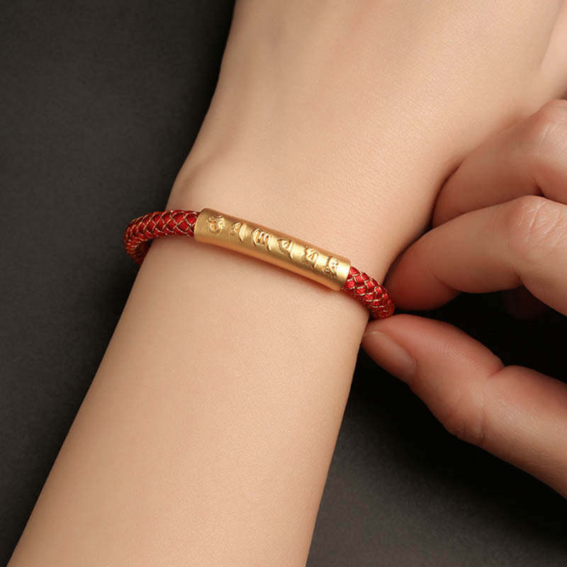 Bransoletka Buddha Stones wykonana ręcznie ze srebra próby 999 Om Mani Padme Hum Protection Dragon Scale Braided Magnetic Buckle