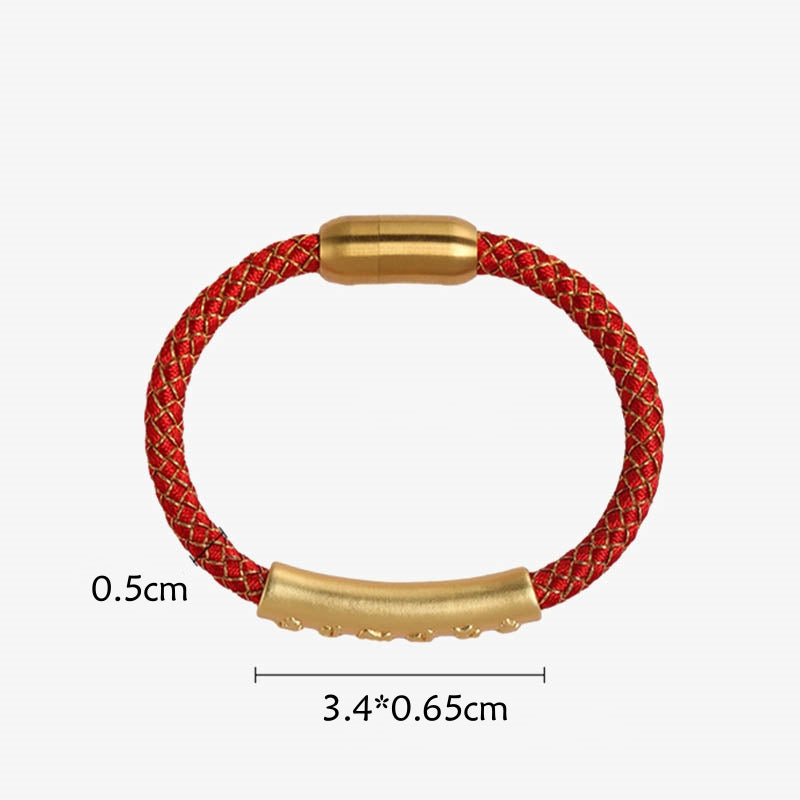 Bransoletka Buddha Stones wykonana ręcznie ze srebra próby 999 Om Mani Padme Hum Protection Dragon Scale Braided Magnetic Buckle