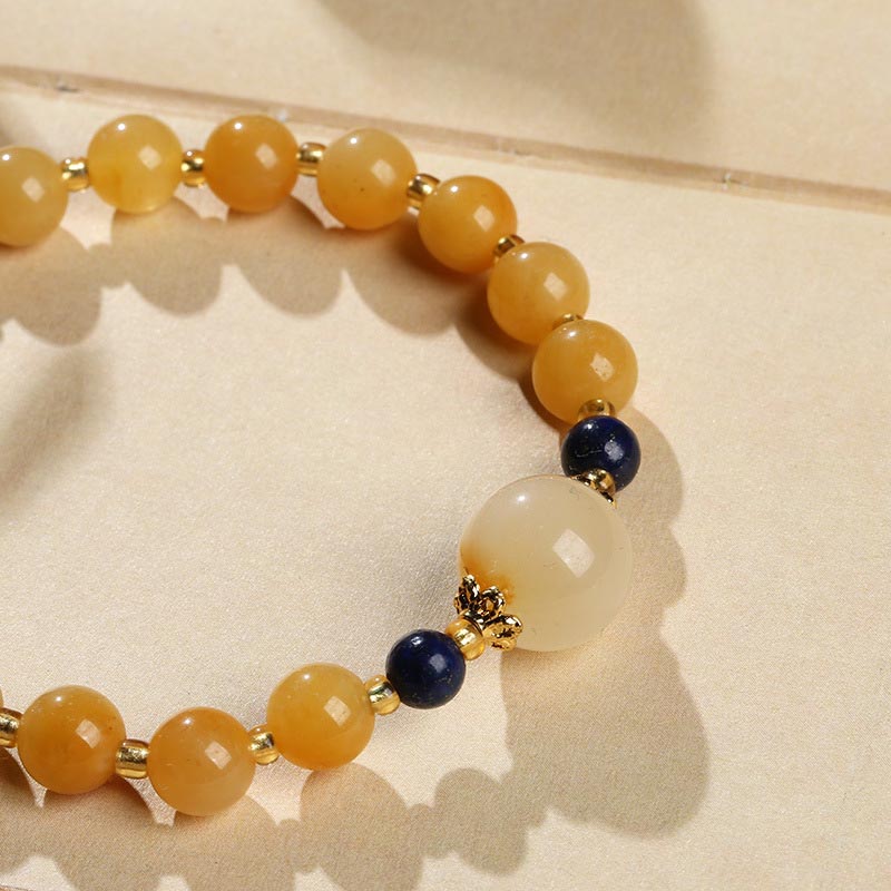 Buddha Stones Naturalny Złoty Jedwab Jadeit Tykwa Charm Bransoletka Bogactwo Szczęście