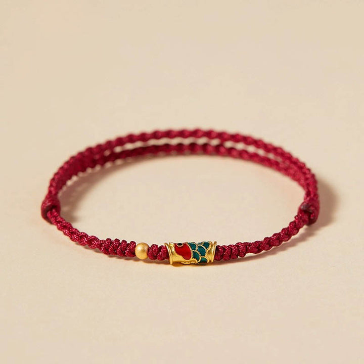 Bransoletka z plecionej liny z Buddha Stones wykonana ręcznie z ryby Koi, bogactwa i dobrobytu
